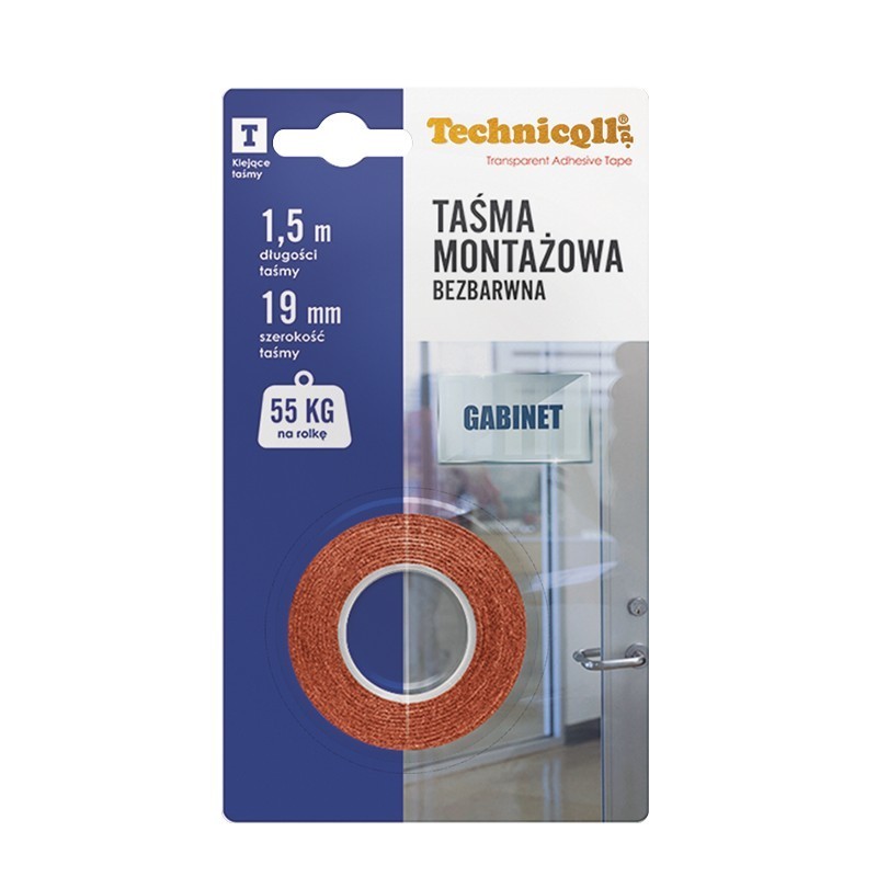 TAŚMA MONTAŻOWA BEZBARWNA 1,5MX19MM TAŚMA MONTAŻOWA BEZBARWNA 1,5MX19MM