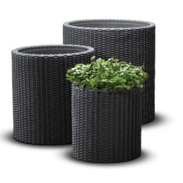 ZESTAW 3 DONIC KETER CYLINDER PLANTER S+M+L - GRAFIT