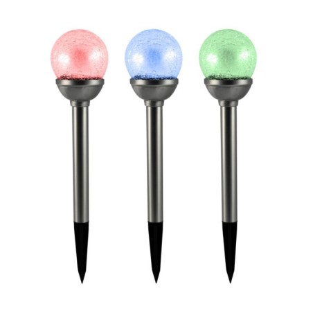 LAMPA SOLARNA LED KULA RGB 8CM SZKLANA SATYNA
