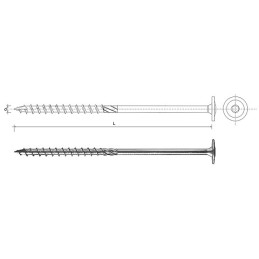 WKRĘT DO DREWNA Z KOŁNIERZEM NA TORX OCYNKOWANY 6120MM T30