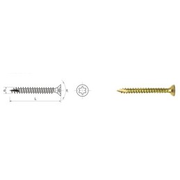 WKRĘT DO DREWNA OCYNK ŻÓŁTY NA TORX PFS+ T20 4.020MM