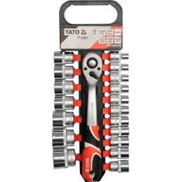 KOMPLET NASADEK Z GRZECHOTKĄ 1/2'' 19 CZĘŚCI